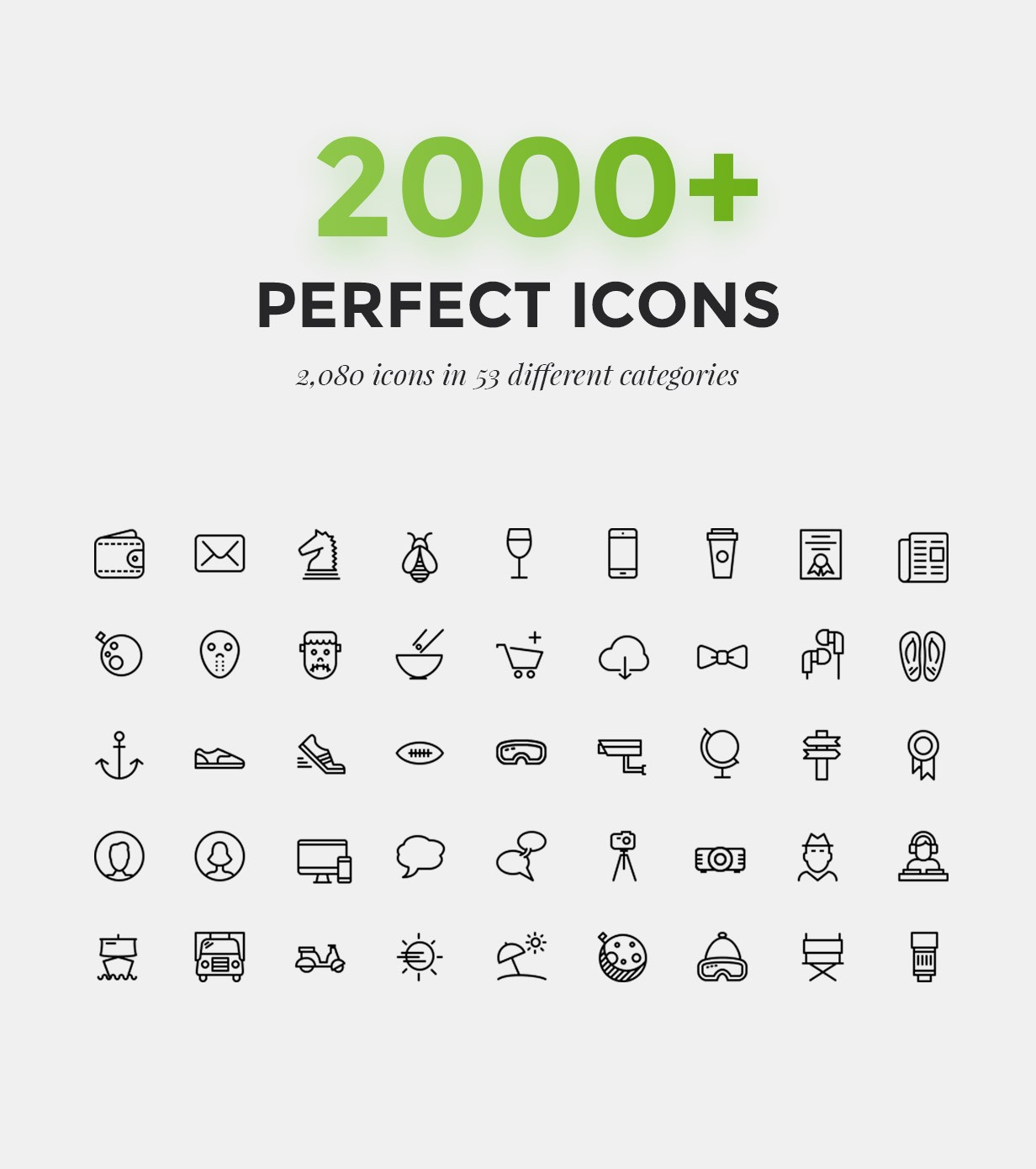 2000 Amazing Icons for 53 Categories