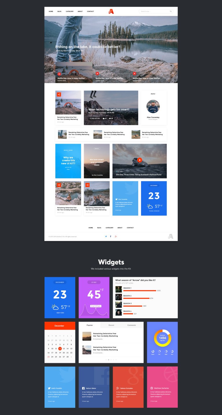 Article UI Kit for creation blog, magazine or newspaper sites - Grooni ...